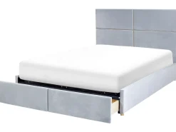 Letto contenitore Velluto VERNOYES 160 x 200 cm Grigio chiaro