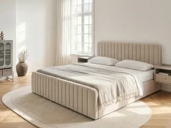 Letto contenitore Velluto LUNAN 180 x 200 cm Beige