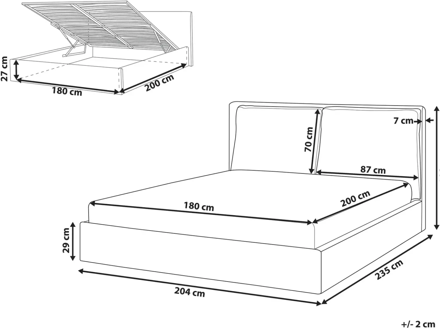 Letto contenitore Velluto BAJONNA 180 x 200 cm Beige