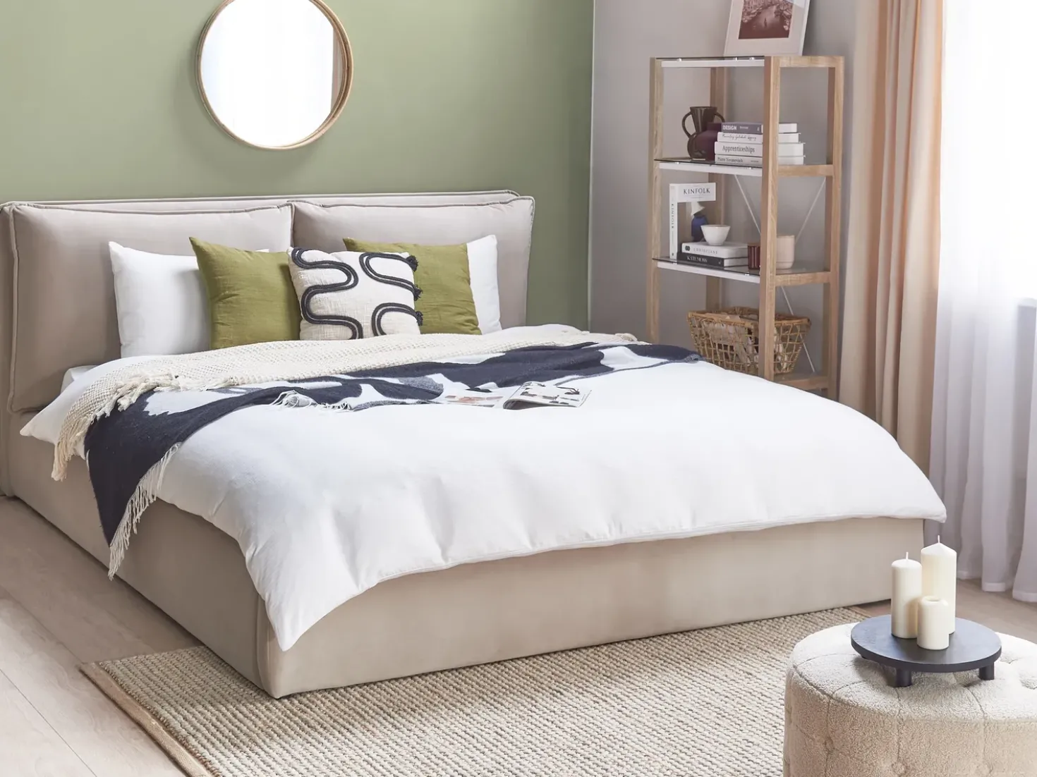Letto contenitore Velluto BAJONNA 180 x 200 cm Beige