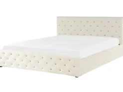 Letto contenitore Velluto AMIENS 180 x 200 cm Beige chiaro