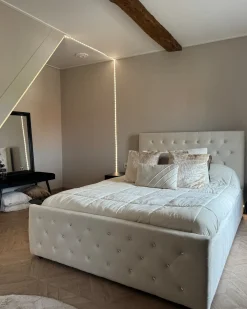 Letto contenitore Velluto AMIENS 180 x 200 cm Beige chiaro