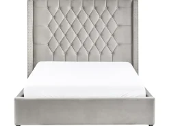 Letto contenitore Velluto LUBBON 140 x 200 cm Grigio chiaro