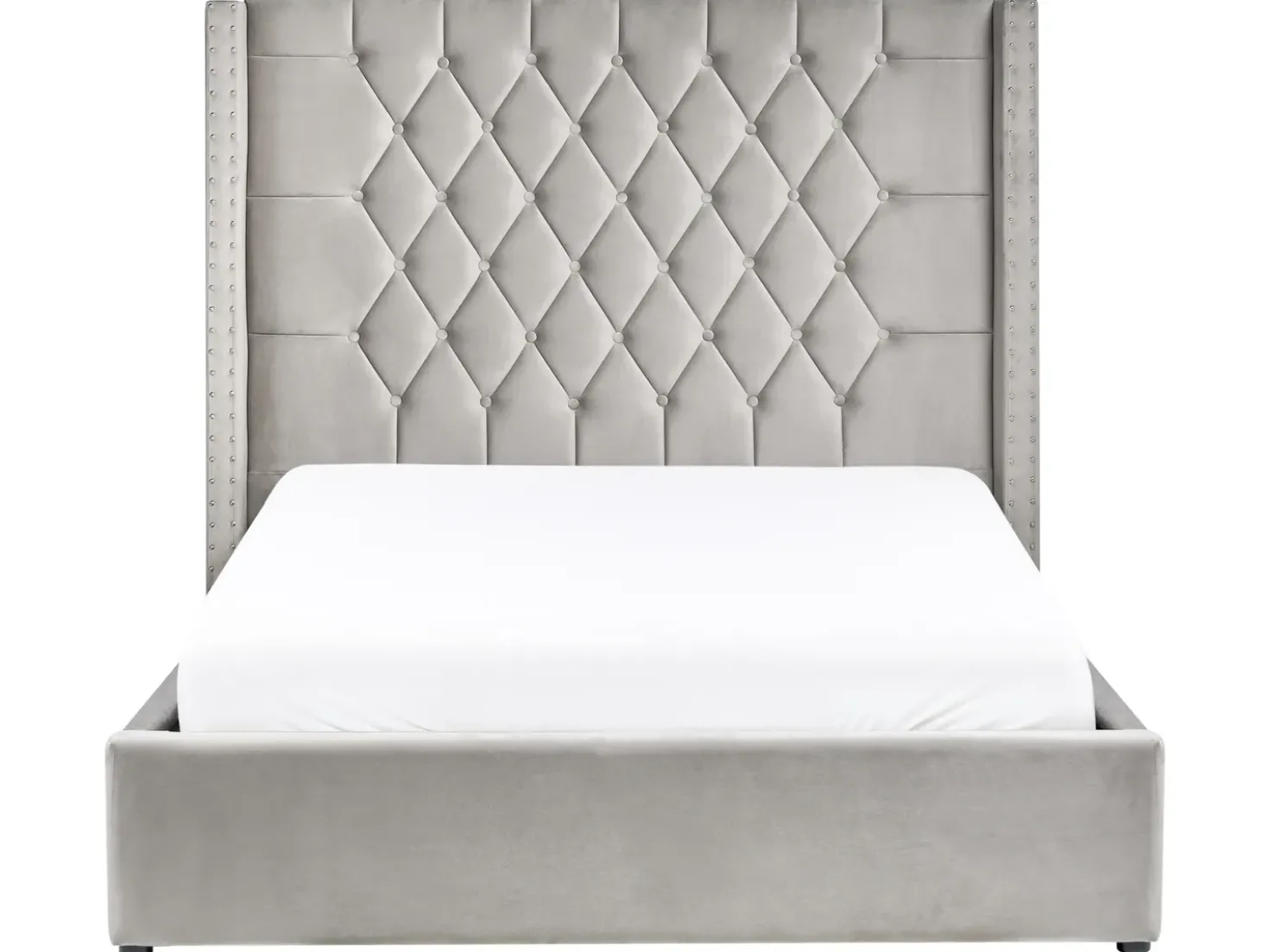 Letto contenitore Velluto LUBBON 140 x 200 cm Grigio chiaro