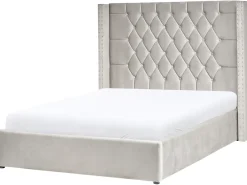 Letto contenitore Velluto LUBBON 140 x 200 cm Grigio chiaro