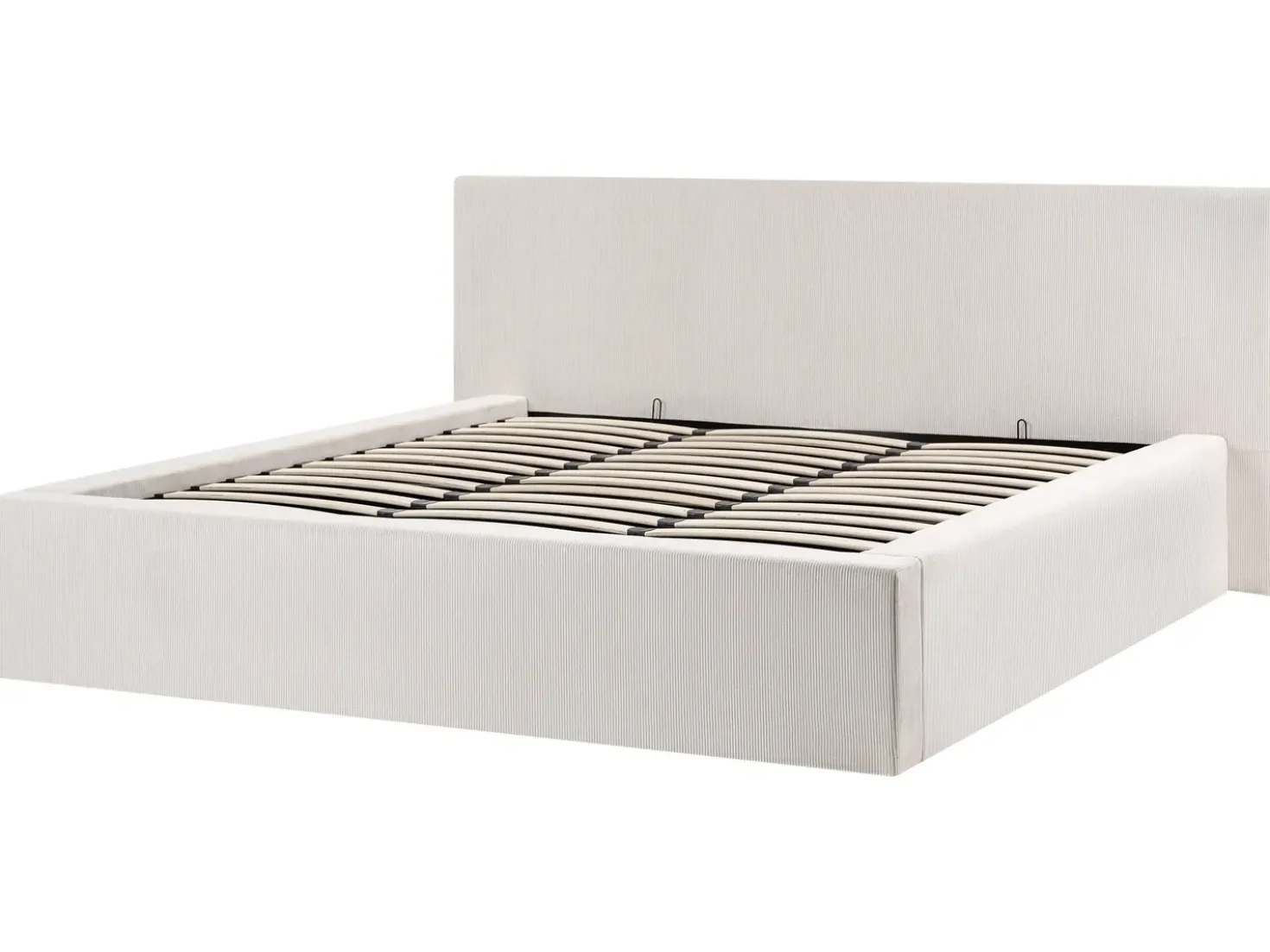 Letto contenitore Velluto a coste LILLEBONNE 180 x 200 cm Beige chiaro