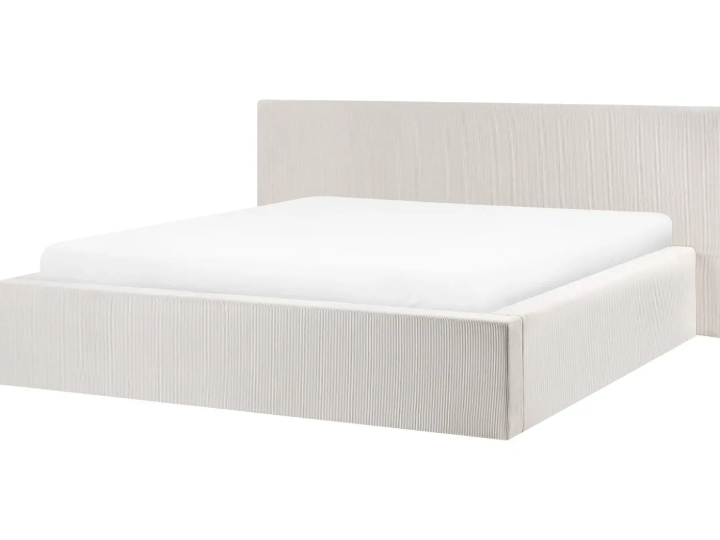 Letto contenitore Velluto a coste LILLEBONNE 180 x 200 cm Beige chiaro