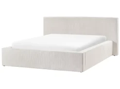 Letto contenitore Velluto a coste LILLEBONNE 140 x 200 cm Beige chiaro