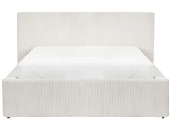Letto contenitore Velluto a coste LILLEBONNE 140 x 200 cm Beige chiaro