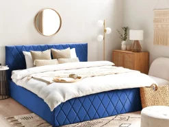 Letto contenitore Velluto ROCHEFORT 180 x 200 cm Blu marino