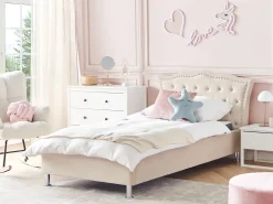 Letto contenitore Velluto METZ 90 x 200 cm Beige