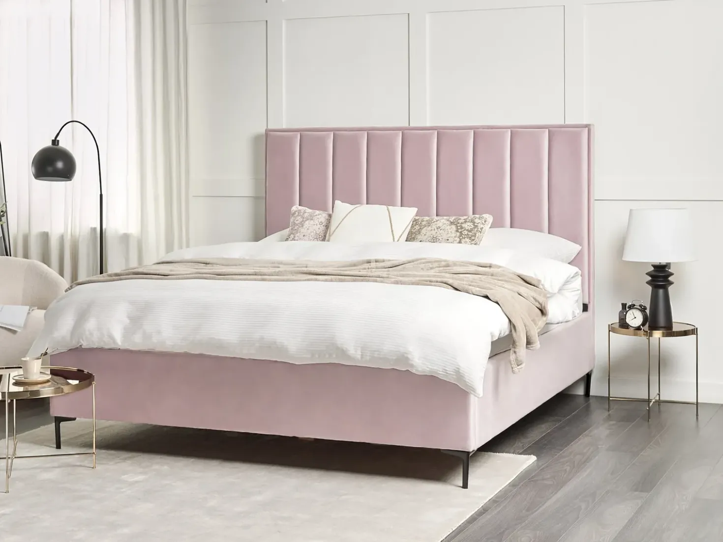 Letto contenitore Velluto SEZANNE 180 x 200 cm Rosa