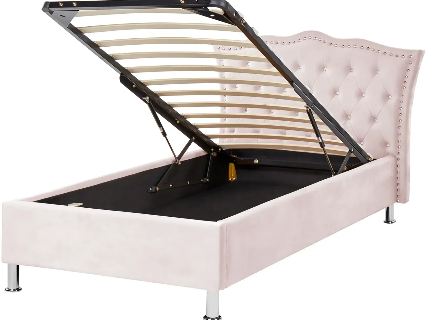 Letto contenitore Velluto METZ 90 x 200 cm Rosa pastello