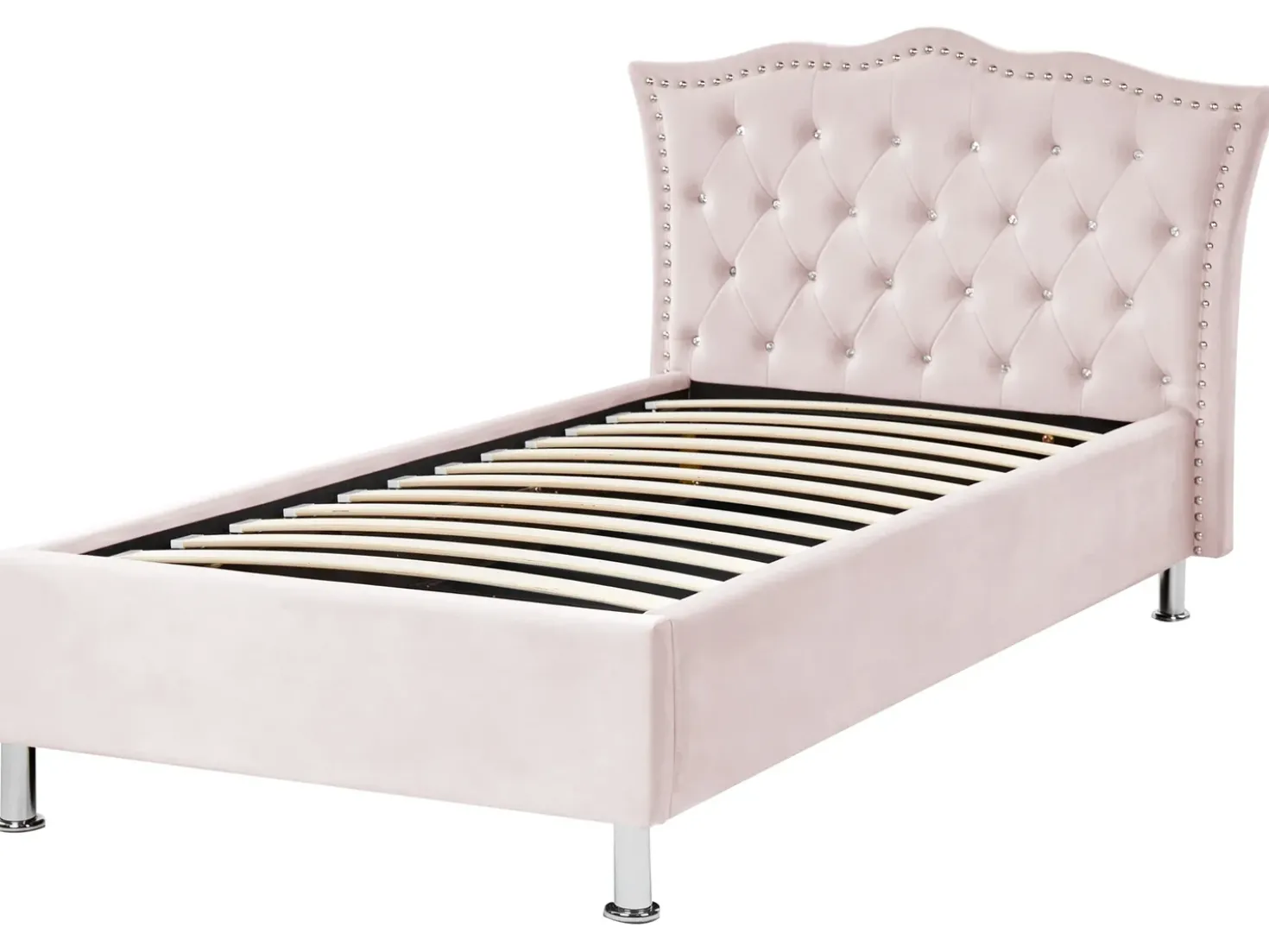 Letto contenitore Velluto METZ 90 x 200 cm Rosa pastello