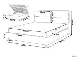 Letto contenitore Velluto BATILLY 180 x 200 cm Grigio chiaro