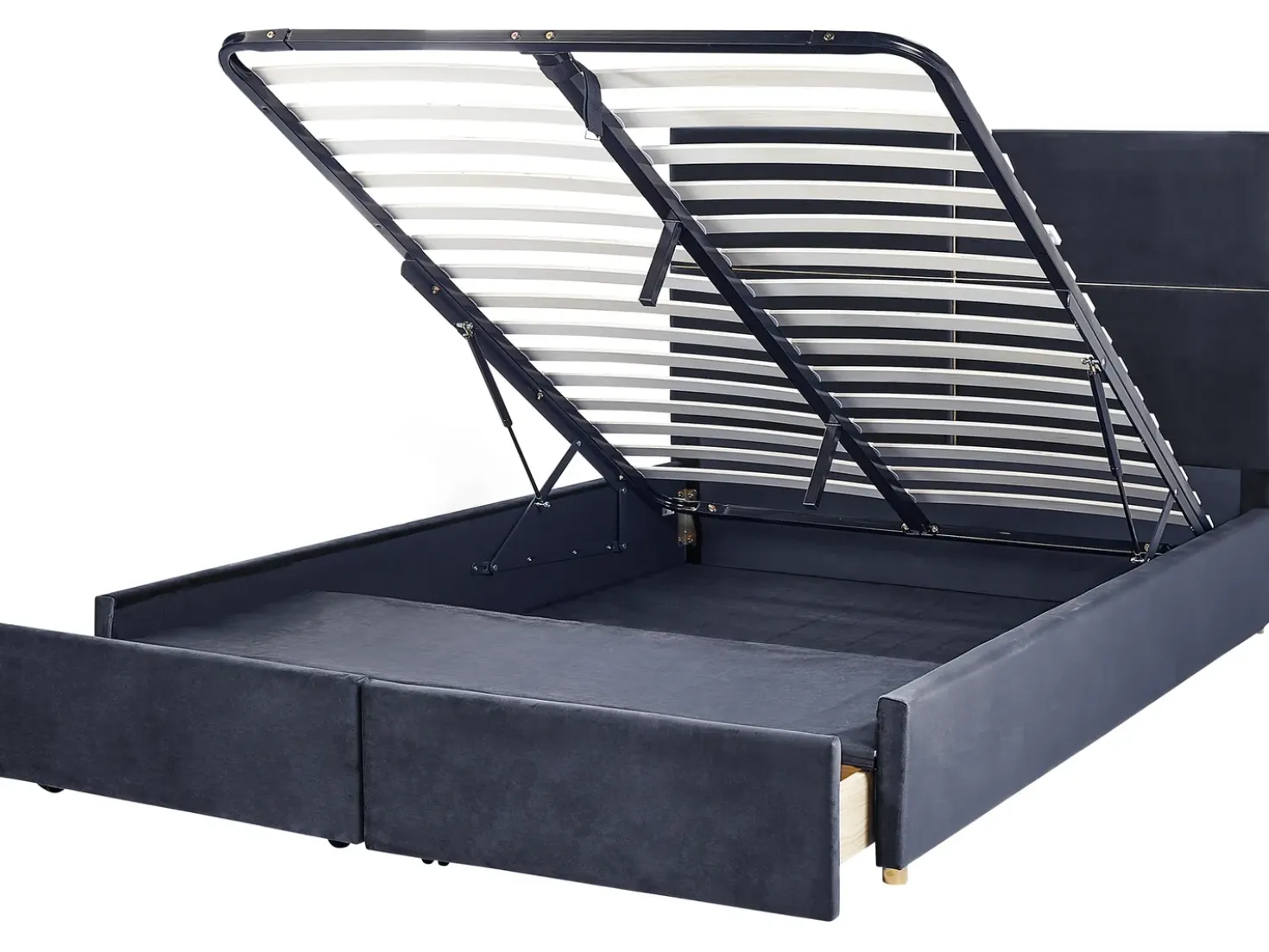 Letto contenitore Velluto VERNOYES 180 x 200 cm Nero