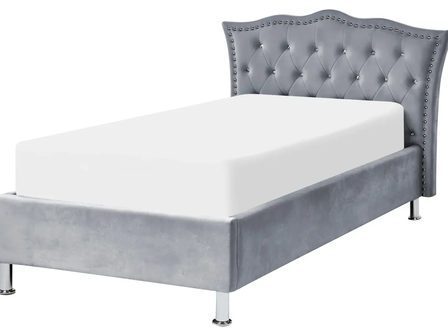 Letto contenitore Velluto METZ 90 x 200 cm Grigio
