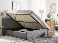 Letto contenitore Velluto ROCHEFORT 180 x 200 cm Grigio