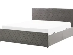 Letto contenitore Velluto ROCHEFORT 180 x 200 cm Grigio