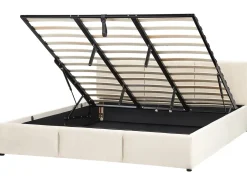 Letto contenitore Velluto BOUSSE 180 x 200 cm Beige chiaro
