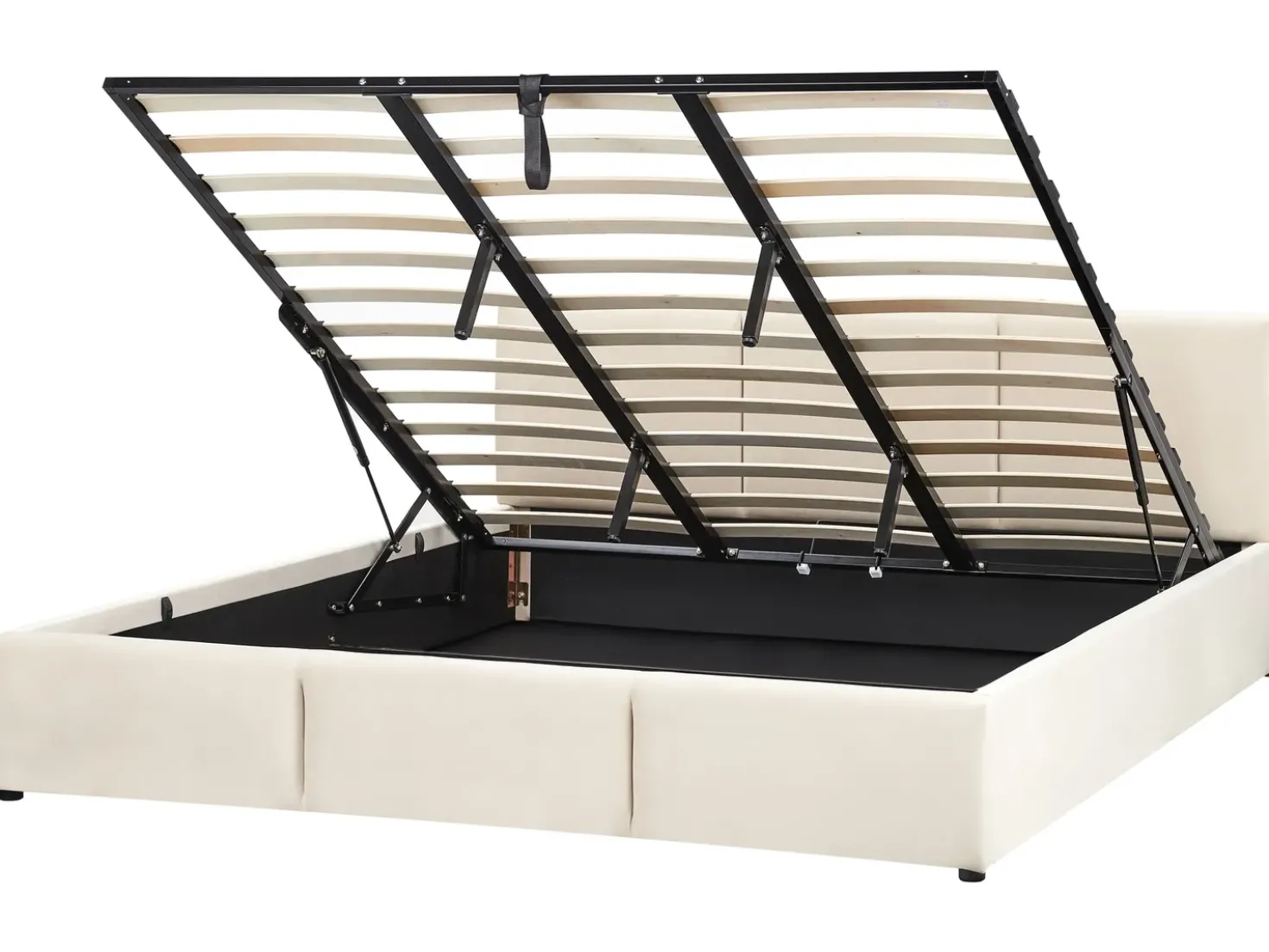 Letto contenitore Velluto BOUSSE 180 x 200 cm Beige chiaro