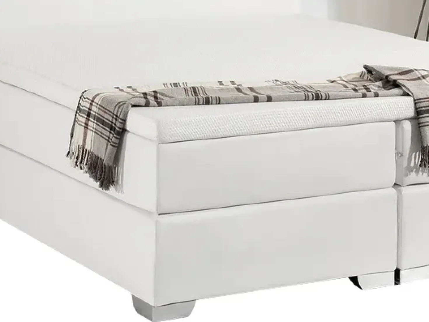 Letto Continentale Pelle sintetica PRESIDENT 180 x 200 cm Bianco