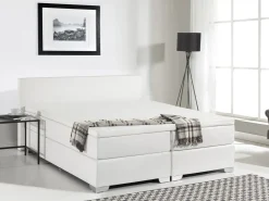 Letto Continentale Pelle sintetica PRESIDENT 180 x 200 cm Bianco