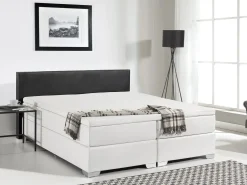 Letto Continentale Pelle sintetica PRESIDENT 160 x 200 cm Nero/Bianco