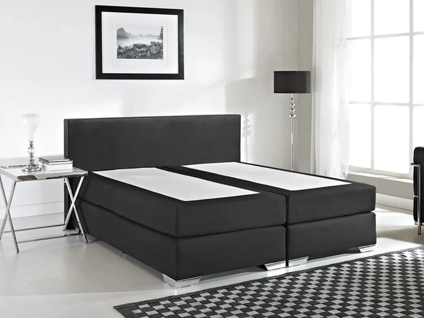 Letto Continentale Pelle sintetica PRESIDENT 180 x 200 cm Nero
