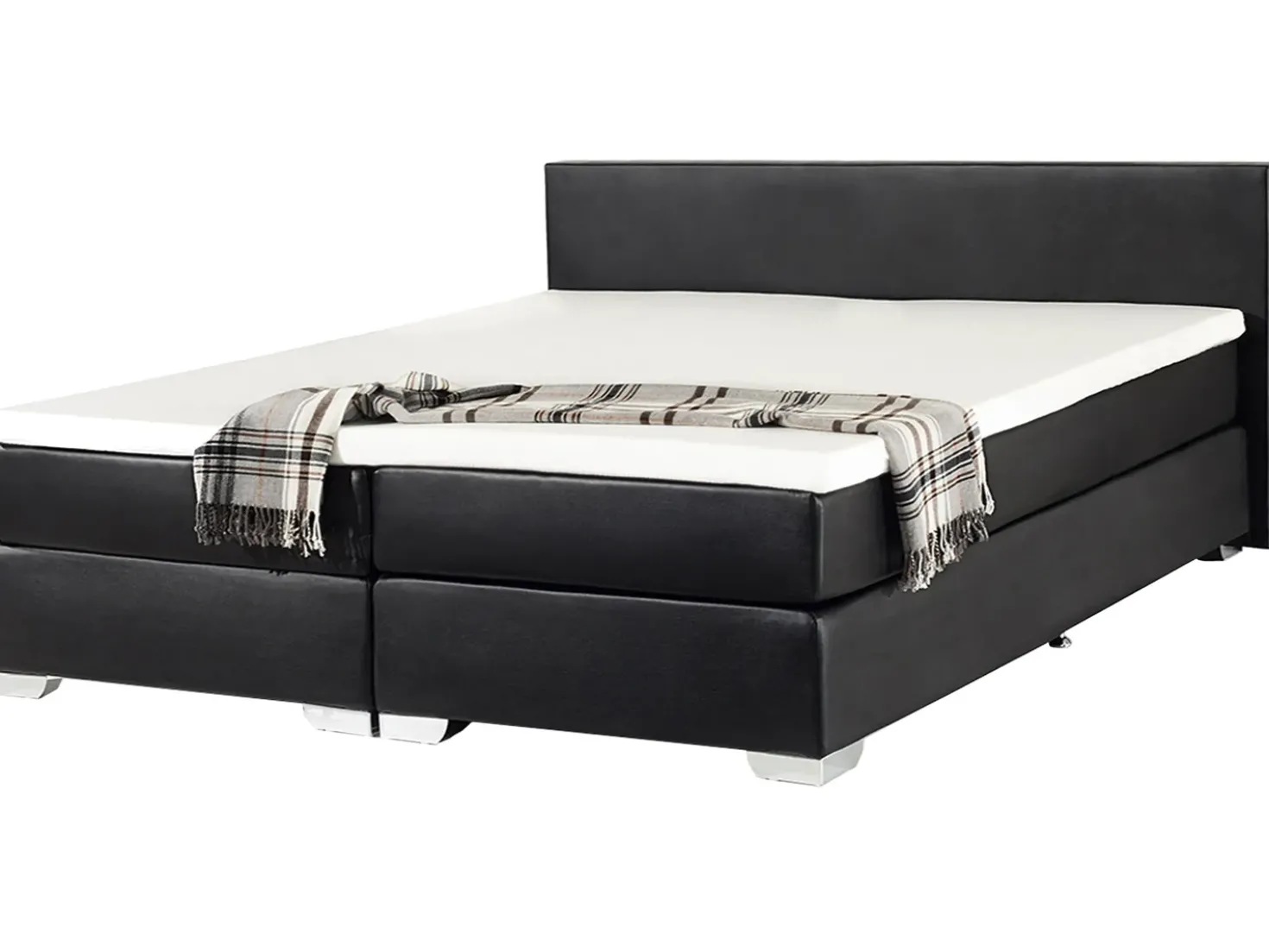 Letto Continentale Pelle sintetica PRESIDENT 180 x 200 cm Nero