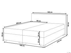 Letto Continentale Pelle sintetica PRESIDENT 180 x 200 cm Nero