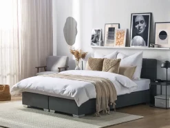 Letto Continentale Tessuto ADMIRAL 180 x 200 cm Grigio scuro