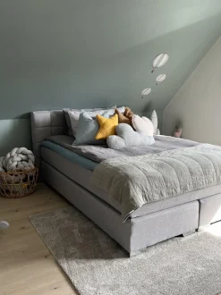 Letto Continentale Tessuto ADMIRAL 180 x 200 cm Grigio chiaro