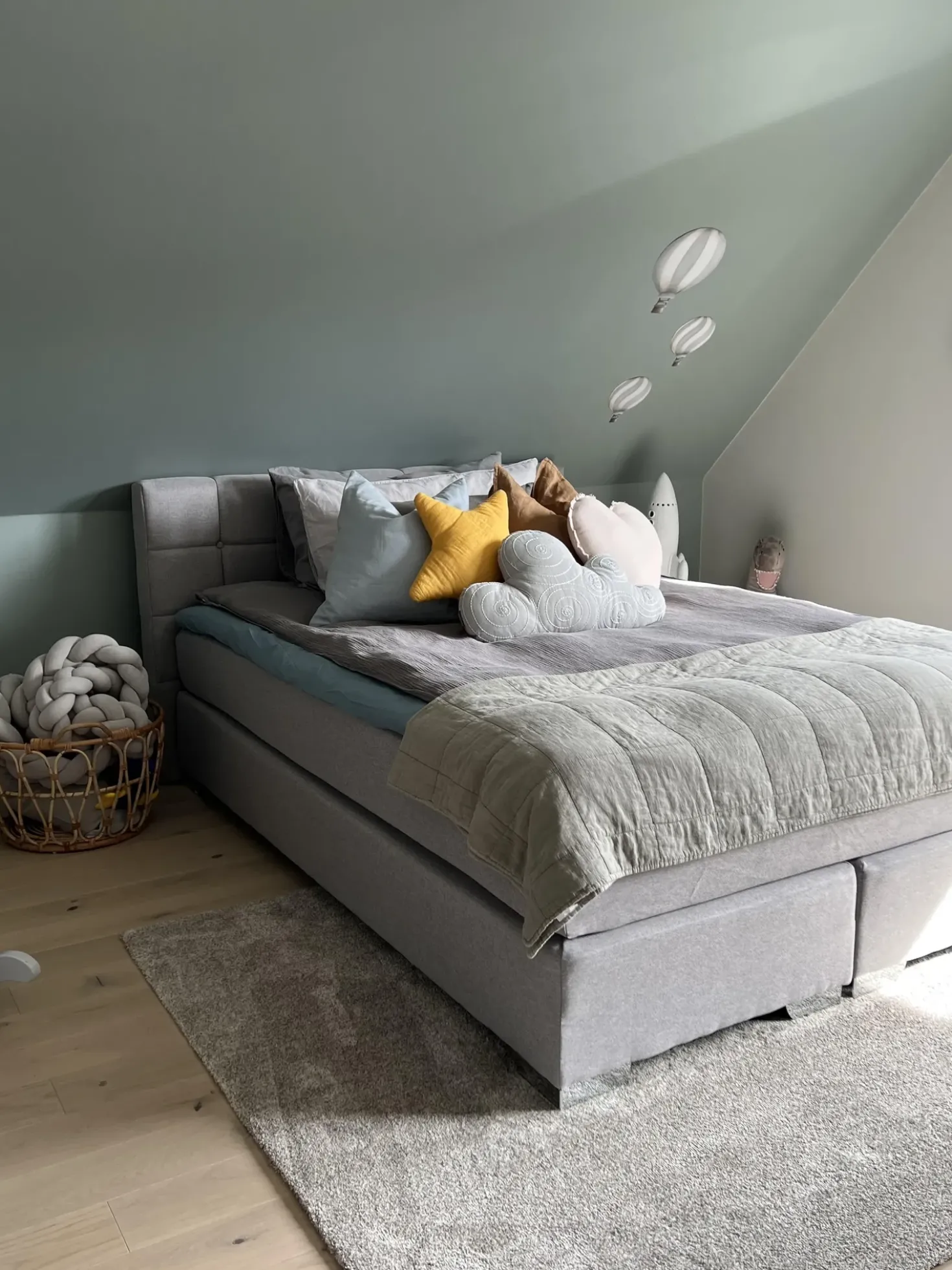 Letto Continentale Tessuto ADMIRAL 180 x 200 cm Grigio chiaro