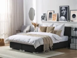 Letto Continentale Tessuto ADMIRAL 180 x 200 cm Nero