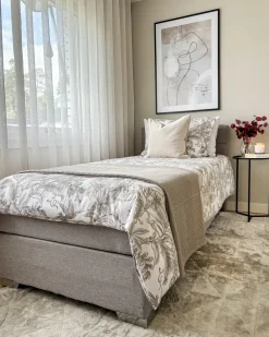Letto Continentale Tessuto ADMIRAL 90 x 200 cm Grigio chiaro