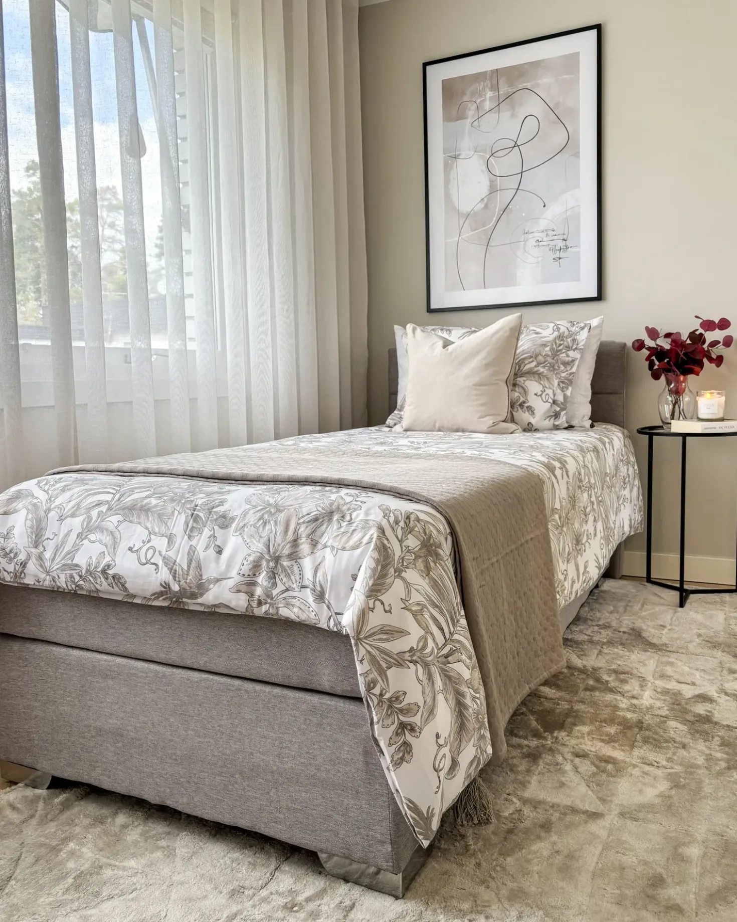 Letto Continentale Tessuto ADMIRAL 90 x 200 cm Grigio chiaro