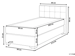 Letto Continentale Tessuto ADMIRAL 90 x 200 cm Grigio chiaro
