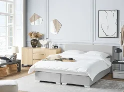 Letto Continentale Tessuto PRESIDENT 160 x 200 cm Grigio chiaro