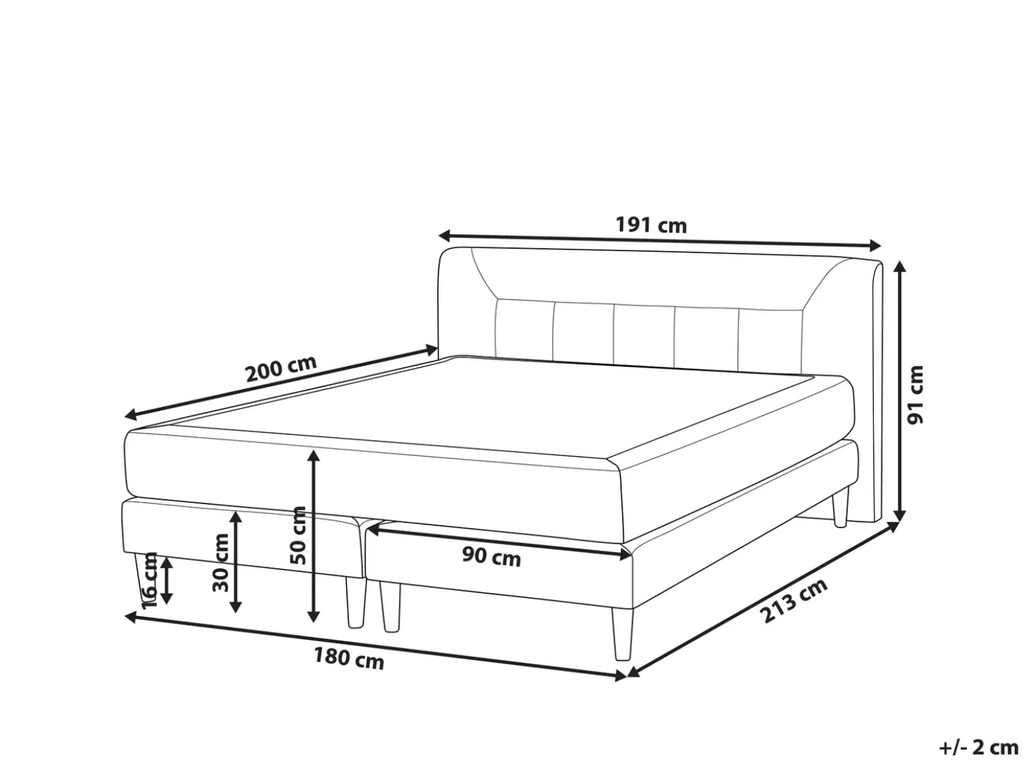 Letto Continentale Velluto MARQUISE 180 x 200 cm Grigio