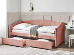 Letto da giorno con contenitore Tessuto VITTEL 90 x 200 cm Rosa
