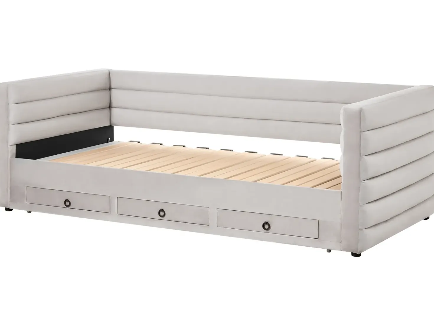 Letto da giorno con contenitore Velluto MEUDON 90 x 200 cm Grigio
