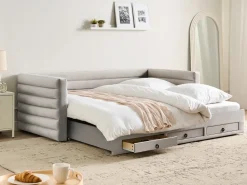 Letto da giorno con contenitore Velluto MEUDON 90 x 200 cm Grigio
