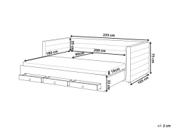 Letto da giorno con contenitore Velluto MEUDON 90 x 200 cm Grigio