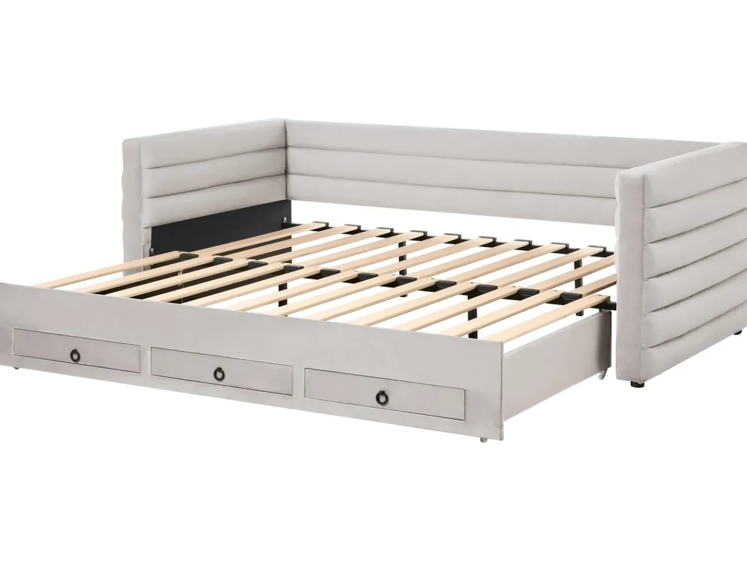 Letto da giorno con contenitore Velluto MEUDON 90 x 200 cm Grigio