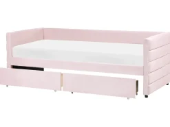 Letto da giorno con contenitore Velluto MARRAY 90 x 200 cm Rosa pastello