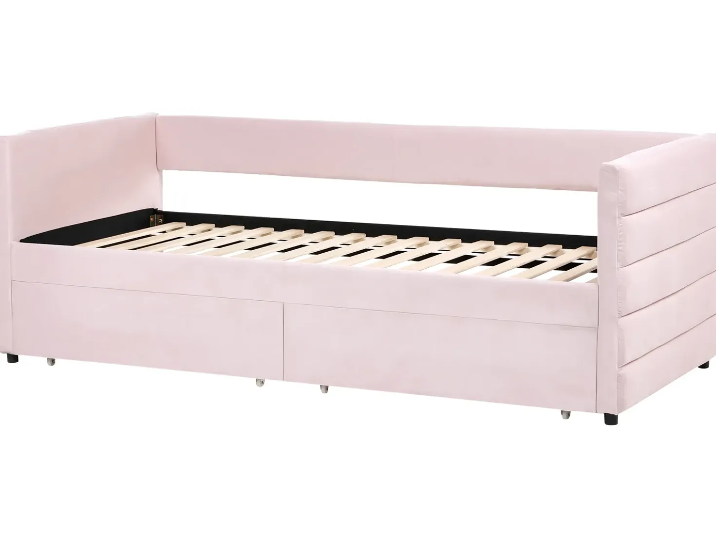 Letto da giorno con contenitore Velluto MARRAY 90 x 200 cm Rosa pastello