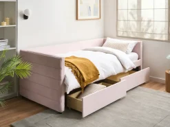 Letto da giorno con contenitore Velluto MARRAY 90 x 200 cm Rosa pastello