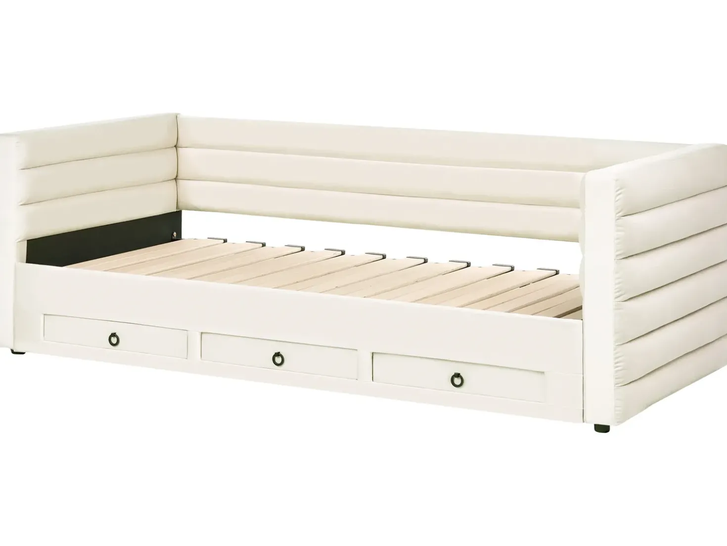 Letto da giorno con contenitore Velluto MEUDON 90 x 200 cm Bianco sporco