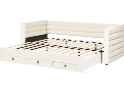Letto da giorno con contenitore Velluto MEUDON 90 x 200 cm Bianco sporco